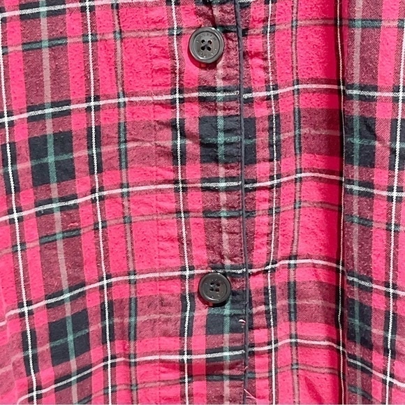LAUREN RALPH LAUREN Women’s Red Blk Flannel Plaid Logo Button Up Night Shirt XS - Picture 6 of 9